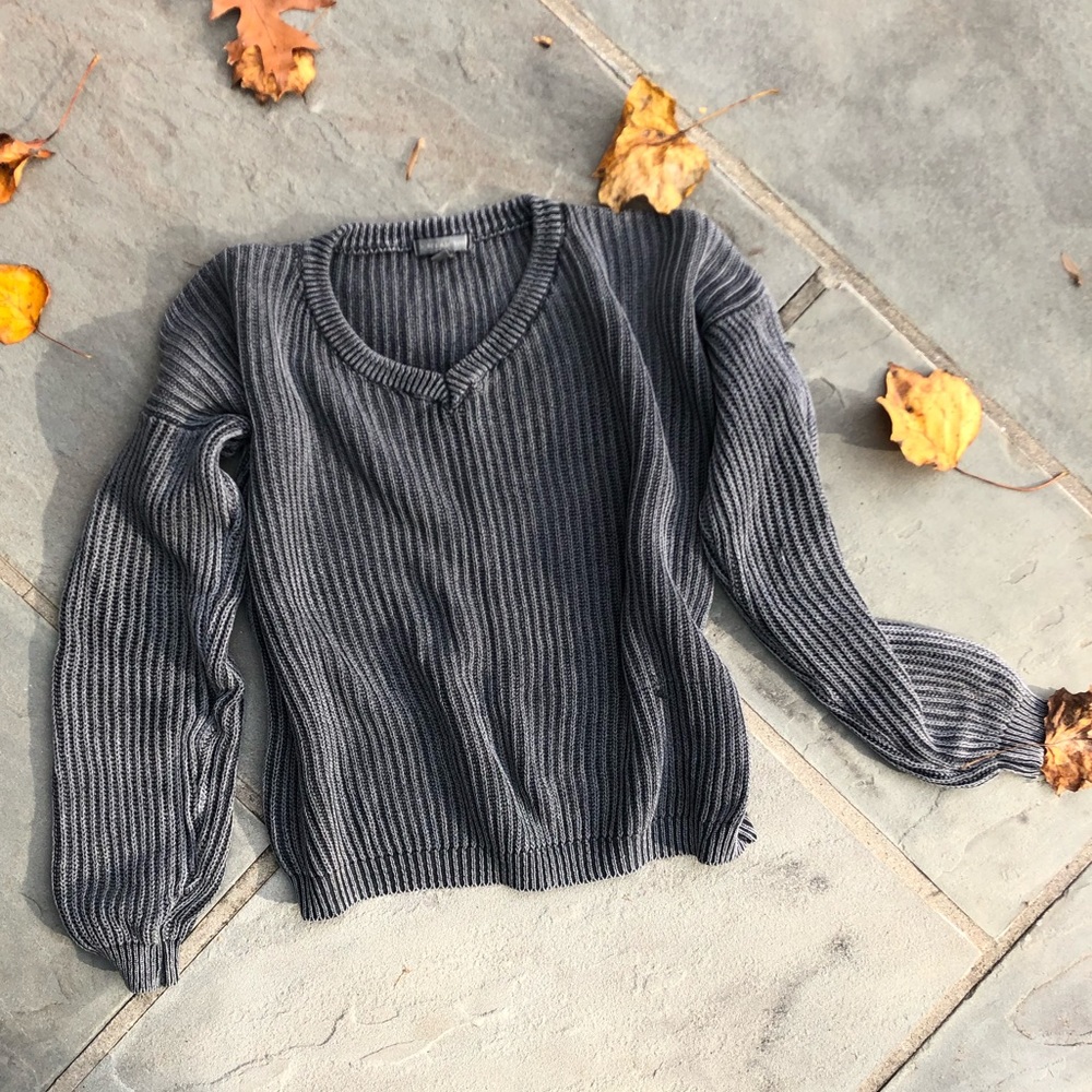 Don’t Ask Why Gray V Neck Sweater